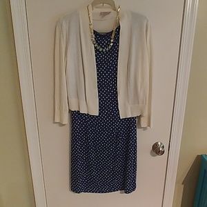 Loft outlet dress, necklace and sweater size M EUC
